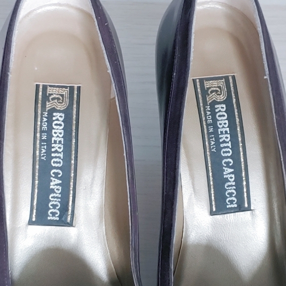 ROBERTO CAPUCCI Vintage plum leather pointed toe cone heels shoes - Picture 11 of 11